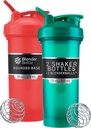 BlenderBottle Classic V2 Shaker Bottle Perfect para Protein Shakes y Pre Workout, 28-Once (2 Pack), Rojo, Verde
