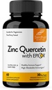 Sandhu’s Zinc Quercetin with EpiCor 60 Vegetarian Capsules - Gluten-Free Zinc Supplement - High Potency Immune Support