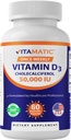 Vitamina Vitamática D3 50.000 UI (como Cholecalciferol), Una vez Dosis Semanal, 1250 mcg, 60 cápsulas vegetales 1 año de suministro, Fórmula Progresiva Ayudando las Deficiencias de la Vitamina D (60 Cuenta (Pack of 1))