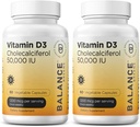 Balancebreens Vitamina D3 50.000 UI, 60 cápsulas vegetarianas - alta potencia, soporta la salud ósea inmune - semanal Una vez (Pack of 2)