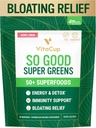VitaCup So Good Super Greens Powder w/ 50+ Superfoods Premium, Boost Energy, Detox, Immunity w/Probióticos, Prebióticos, Fibra, Antioxidantes, Adaptógenos, Spirulina, Berry Lemon, 30 Servings