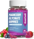 Magnesio Glycinate Gummies 400mg con L-Threonine 200mg - Suplemento de Potasio de Magnesio Libre de Azúcar con vitamina D, B6, CoQ10 para el musculo - 60 mezclado de Berry saboreado Gummies
