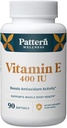 Pattern Wellness Vitamina E 400 Suplemento UI - Boosts Antioxidant Activity - Apoya la salud corporal completa - Lucha contra los daños celulares - laboratorio de terceras partes probado - 90 geles blandos
