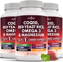 NEW AGE COQ10 200mg Red Yeast Rice Omega 3-6-9 Magnesium Complex Zinc Vitamin K2 D3 - Soporte Vitaminas para Mujeres y Hombres con Vitamina B3, Coenzyme Q10-180 Contar