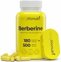 Berberine 500mg HCL Extract – de Berberis Aristata Vulgaris, 180 cápsulas vegetarianas, suplemento digestivo para bienestar general, 6 meses de suministro, no GMO, 1000mg por servicio, GMP certificado, EE.UU.