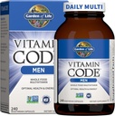 Jardín de la Vida Código de vitaminas Comida entera Multivitamínico para Hombres - 240 cápsulas, vitaminas para Hombres, hortaliza de frutas y probióticos para la energía, corazón, salud de próstata, multivitaminas de hombres vegetarianos