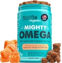 Mighty Paw Waggables Mighty Omega (Made in the USA, 120 Conde)  durable Omega 3 Fish Oil Chew for Dogs. Salmon Flavor Skin and Coat Supplement. Soft Chew Fish Oil for Dogs - DHA &amp; EPA, Bacon Flavor