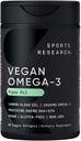 Sports Research Vegan Omega-3 Fish Oil Alternative from Algae Oil - Highest Levels of Vegan DHA & EPA Fatty Acids | Non-GMO Tested - 60 Veggie Softgels (Carrageenan Free)