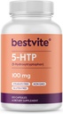 BESTVITE 5-HTP 100mg (120 cápsulas) - No Stearates - No Flow Agents - Non GMO - Gluten Free