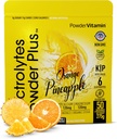 Electrolytes Powder Plus (50 Servings), 0 Calorie Keto, 0 Azúcar, No Maltodextrin,1000mg Potasio,120mg Calcio,120mg Magnesio, Hidratación Polvo (50 Servings, Piña naranja)