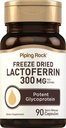 Piping Rock Lactoferrin Suplementos TEN 300mg ANTE 90 Capsules TENIDO Freeze Dried Potent Glycoprotein ANTE NO GMO, Gluten Free