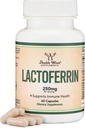 Lactoferrina 250mg por Serving (60 Capsules) Patented Bioferrin Lactoferrin - Suplemento Superior de Hierro para la Deficiencia de Hierro y Apoyo Inmunitario por Suplementos de Madera Doble