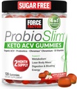 Factor de fuerza ProbioSlim Keto ACV Gummies, Manzana orgánica Vinagre Gummies con LactoSpore Probióticos " Prebióticos para soportar la digestión, metabolismo, " Salud inmune, 1 Carb neto, Apple Flavor, 120ct