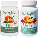 Go Healthy Multivitamin Gummies (1 Bottle) and Vitamin C Gummies (1 Bottle) for Kids, Toddlers, Vegetarian, Kosher & Halal, Gluten Free, Non-GMO Bundle