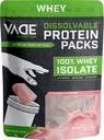 VADE Nutrición Dissolvable Protein Packs ← Fresa Milkshake Whey Isolate Protein Powder, On-The-Go, Low Carb, Low Calorie, Lactose Free, Gluten Free, Sugar Free, Lean, 30 Servings