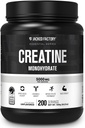 Funda de Monohidrato de Creatina Jacked Factory 1000g - 5g Suplemento diario de Creatina para Hombres y Mujeres, Vegan-Friendly, Terceros Tested - 200 Servings, Desflavored