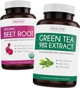 Gorra de remolacha &amp; verde Tea Extract (2-Week Supply) Beet &amp; Tea Power Mix - Orgánica de remolacha con cobre negro para absorción 1250mg (30 Tablets) & Green Tea Extract 98% con EGCG 1000mg por servicio (30 caps)