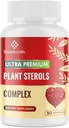 Suplementos de colesterol con Sterols de Planta, Niacina, Levadura Roja, Bérgamo, Omega-3 &amp; Ajo - Absorción Avanzada Fórmula - 90 Softgels