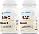 Laboratorios Puregen N-Acetyl-L-Cysteine (NAC) 600mg, soporta inmuno, respiratorio, salud del hígado, NAC 600 mg, apoyo antioxidante potencial, libre radicales, fácil de absorber - Total 120 cápsulas vegetales