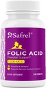Safrel Folic Acid 1000 mcg (1 mg) - Vitamina B9-240 Tabletas, Vitamina Prenatal y Postnatal Esencial para el Desarrollo Fetal, Producción de Células Rojas, Desarrollo Celular y Neural