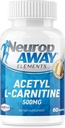 NeuropAWAY Elementos Acetyl L-Carnitine 500mg 60ct Capsules (60 500mg Caps Por Bottle) Veggie Caps Third Party Tested Made in USA