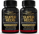 FREZZOR Super Reds Capsules con UAF1000+, All-Natural New Zealand Red Superfood Energy, Essential Red Fruits Veggies & Beets, Antioxidants, Enzymes, Energy Supplements, 180 Capsules, 2 Bottles