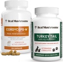 Real Mushrooms Cordyceps for Humans (120ct) & Turquía Tail for Pets (90ct) - Bundle for Energy, Vitality, and Immunity - Vegan, Non-GMO, Grain-Free, Gluten-Free Mushroom Extract Capsules