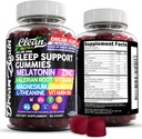 Clean Nutra Melatonin Gummies 10mg ← Ayuda al sueño Valerian Root L-Theanine Vitamin B6 C Lemon Balm Magnesium Hibiscus Beta Carotene Saffron &amp; Chamomile Rest Apoyo Suplemento Raspberry Flavor
