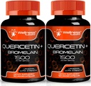 Quercetina con suplemento de bromelaina - 1500mg - Apoyo inmunitario y cápsulas de salud cardíaca para hombres y mujeres, suplementos de quercetina ayuda a apoyar sistema respiratorio mixto y saludable - 120 cuenta (2 paquete)