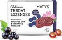 Matys Kids Throat Lozenges for Ages 6 Years Old +, Tasty Black Currant Flavor, Soothe Dry &amp; Irritated Throats & Voices with Marshmallow Root, Sugar Free, Vegan, Dye Free, Alcohol Free, 20 Count