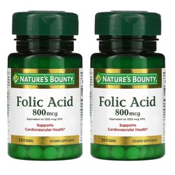 Suplemento de vitaminas de 800 mcg - 250 Tabletas, paquete de 2