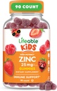 Zinc Lifeable para niños TENIDO 25mg TENIDO Great Tasting Natural Flavored Zinc Gummies TEN Gluten Free Vegetarian Non GMO Zinc Supplements TEN Kids Zinc for Immune Support TEN 90 Gummies