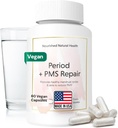 Período Nourshed + PMS Reparación - Ciclo Menstrual Soporte Suplemento para Mujeres - Fórmula Vegana para Ciclos Mensuales, Coño, Modo, Dolores de Cabeza - 60 cápsulas