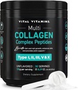 Vitaminas Vitales Péptidos Multi Collagen Polvo - Desarrollado, Fácil de Disolver - Tipo I, II, III, V, X - para Hombres Mujer - promueve el cabello, la piel, las uñas, " Salud Conjunta - 30 Actuaciones