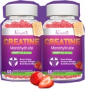 2 Pack Creatine Monohydrate Gummies for Women &amp; Men, Sugar Free Vegan Creatine Supplement for Build Muscles, Increase Energy & Strength, Natural Strawberry Flavor, 120 Conde