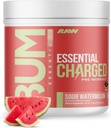 RAW Pre-Workout Powder, Essential CHARGED (Sour Watermelon) - Preworkout Supplement for Men &amp; Women - Supports Focus, Mood & Performance - Caffeine, Alpha-GPC, L-Citrulline, Beta Alanine (25 Servings)