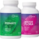 Microbiome Labs RestorFlora Probiotic Supplement, Saccharomyces & Spore-Based Probiotics (50 Capsules) + FODMATE Digestive Enzymes to Help Break Down FODMAPs (120 Capsules) - 2 Product Bundle