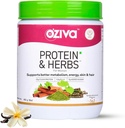 OZIVA Proteína " Herbs for Women " (500 gm) con Multivitaminas, Curcumina, Shatavari, Tulsi para el metabolismo mejorado, Equilibrio hormonal " Esquí, Salud del cabello, Almendra de vainilla (1.1 lb)
