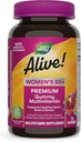 ¡El Camino de la Naturaleza Alive! Mujer 50+ Premium Gummy Multivitamin, apoya el corazón sano, los huesos del cerebro*, los vitaminas B, los libres de gluten, los vegetarianos, la uva y la cereza saboreados, 75 gummies (paquete mayo Vary)