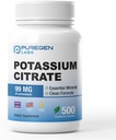 Puregen Labs Potassium Citrate 99 mg de Elemental Potassium Suplemento  No Harmful Additives ← Non-GMO, Gluten Free ← Made in USA - 500 Vegetarian Capsules