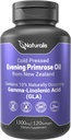 Naturalis Evening Primrose Oil (1300mg) ← 100% natural de Nueva Zelanda ← Non-GMO, Soy &amp; Gluten Free, Zero Filler TEN 120 Softgels