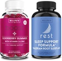 WellPath Elderberry Gummies con Zinc + Rest Valerian Root Ayuda de dormir para adultos con Melatonin &amp; L-Theanine, 60 Ct Cada