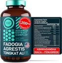 Fadogia Agrestis y Tongkat Ali Suplemento - 600mg Fadogia Agrestis para Hombres, 500mg Longjack Tongkat Ali, Ashwagandha Maca Fenugreek Complex - Muscle Strength, Energy, Mood Support - 120 cápsulas
