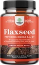 Flaxseed Oil 1000mg Softgels - High Potency Flax Seed Oil Softgels for Heart Health Digestion and Brain Support - Cold Pressed Organic Flaxseed Provide Plant Based Omega 3 6 9