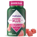 vitafusion Power Plus Mujeres Gummies Multivitamínicas, 100% Valor Diario o Más de 10 Nutrientes, Ayuda a apoyar Nerve, Metabolismo Energético, Bone &amp; Immune Health, Strawberry & Watermelon Flavor, 90 Cuenta