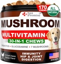 Mushroom for Dogs - 170 Chews - Turquía Tail - Mushroom Supplement for Dogs - Lions Mane - Reishi - Immunity Support Multivitamin Vitamins - Joint Health - Energy - Gut - Skin - Made in USA