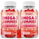 2 Pack Vegan Omega-3 Gummies 1000mg, Omega 3 Fish Oil Alternative for Adults, Plant Based DHA 460mg & EPA 230mg w/Vitamin A, C, E, Strawberry Flavor, 120 Count