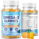 Vegan Omega-3 Gummies - 1600mg with 600mg EPA & 400mg DHA. High Absorption Formula. Delicious Orange Flavor - 60 Gummies