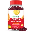 Lifeable Omega 3 6 9 Gummies | with Vegan DHA Supplement | Fish Oil Alternative from Plant Based Flaxseed Oil | Great Tasting Omega 3 Supplement | for Adults, Men & Women | 60 Gummies