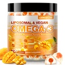 Vegan Omega-3 Gummies - Fish Oil Omega 3 Supplements Alternative for Adults - Algae DHA 600mg & EPA 400mg, Vitamin D3 K2 - No Fish Taste - for Brain, Eye, Immune Support - Sugar Free,120 Count